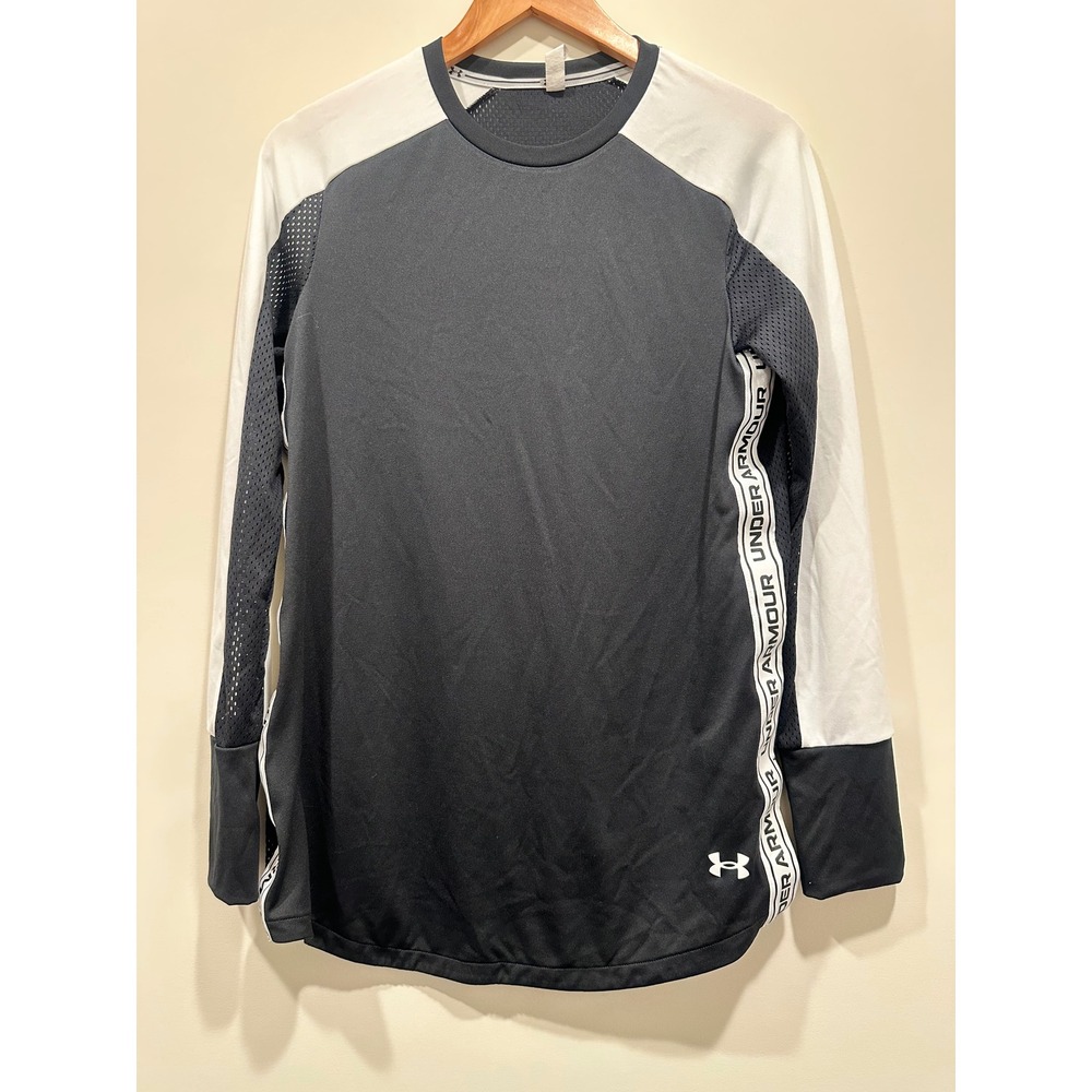 Under Armour Womens Long Sleeve Mesh Back Training Top Black White Medium